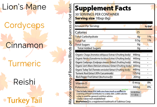 Boomers Blends - mushroom supplement, coffee replacement - pumpkin spice